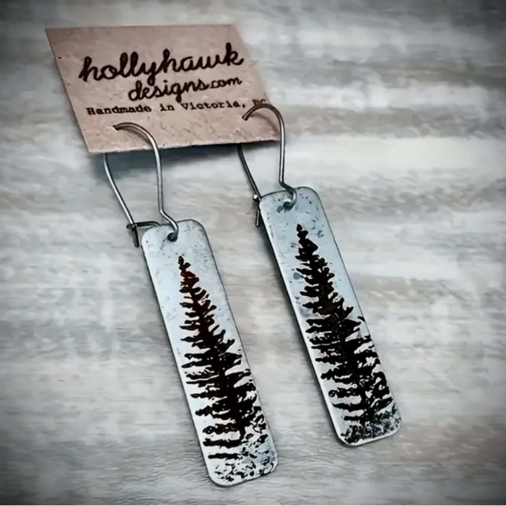 Tree Earrings in Silver Tone